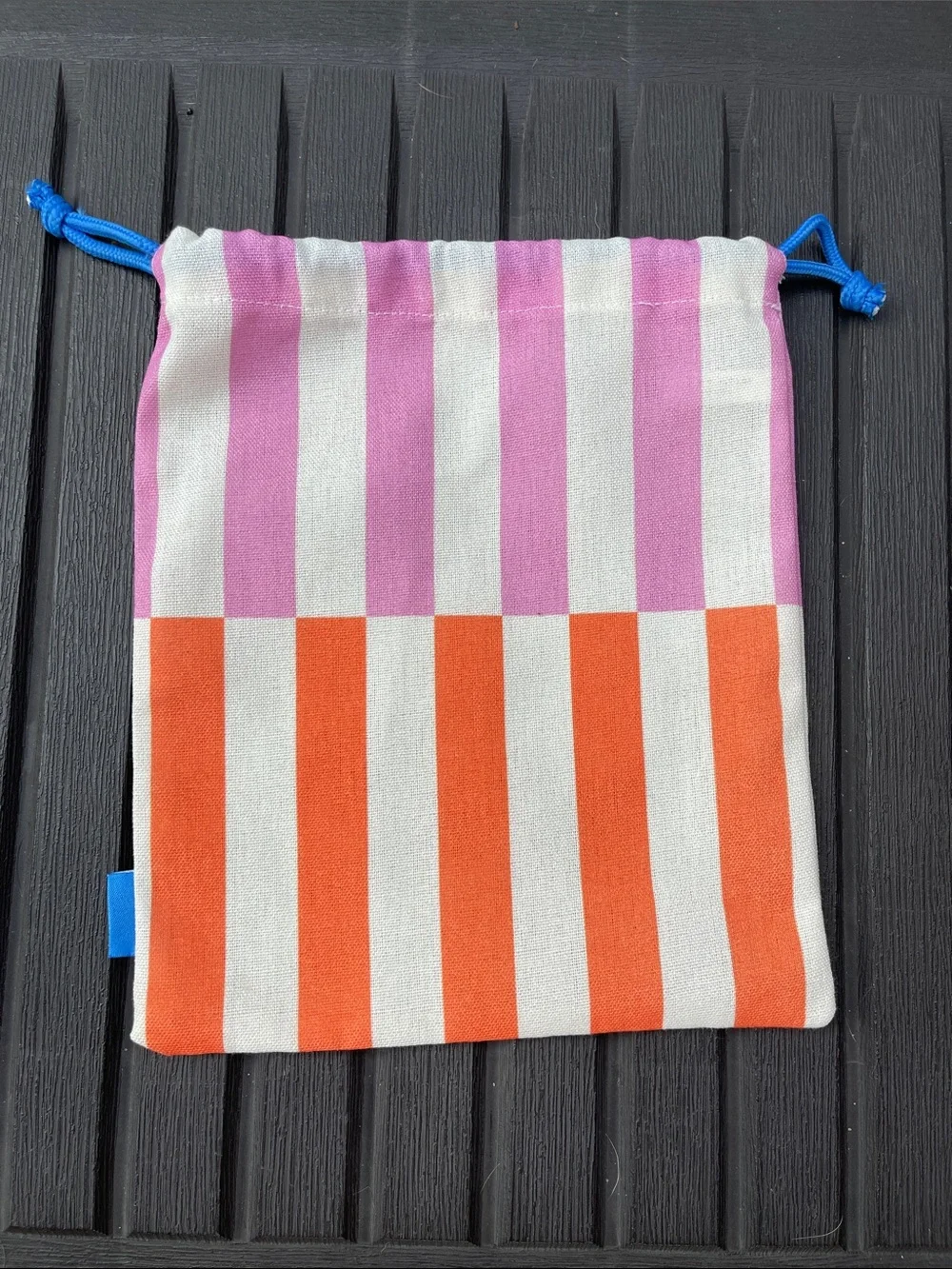 Ipsy - Striped Pink and Orange Makeup Bag